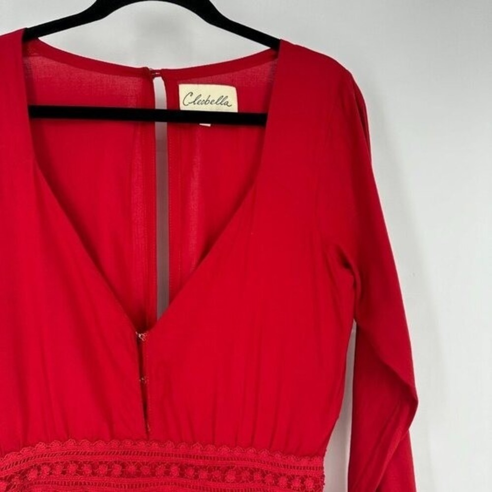 Cleobella Long Sleeve Ruffle Mini Dress Red Small - Picture 5 of 10